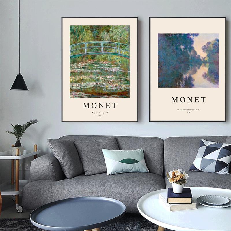 Morning On The Seine Water Lily Pond Landscape Art Print Monet Poster Canvas Painting Wall Picture For Living Room Home Décor