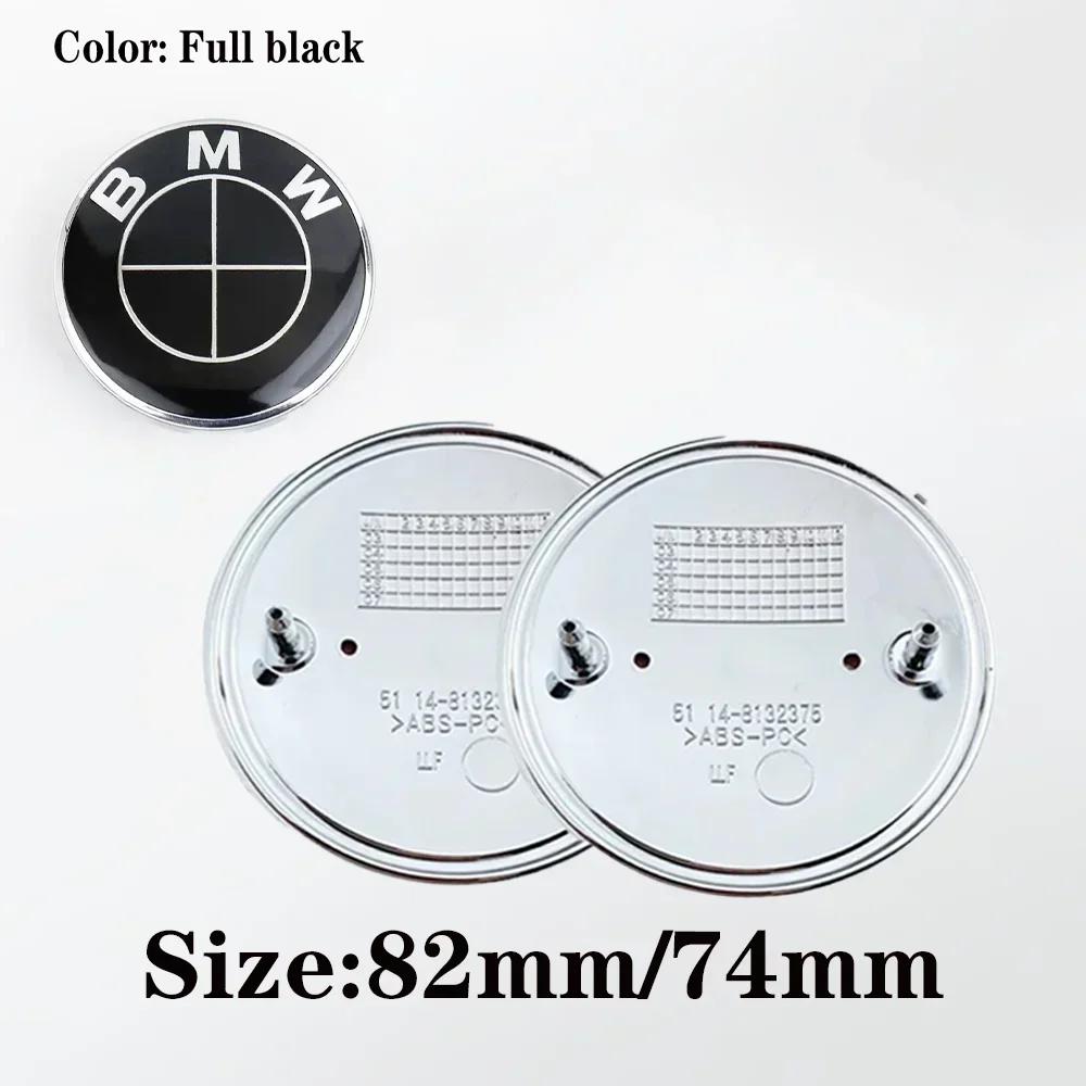 BBYX8 New 2025 2Pcs Boot Lid Emblem Badge Black White 82MM+74MM Trunk Hood Emblem Badge Logo Emblem Logo Badge for BMW E28 E34 E39 E60