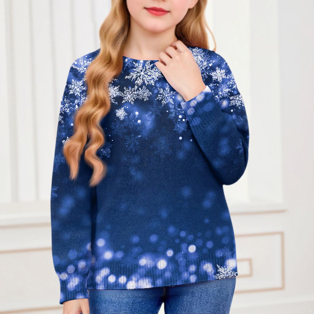 Рождественские свитшоты для детей мальчиков и девочек вязаный свитер милая рубашка осенний пуловер с круглым вырезом топы