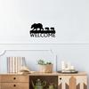 Bear & Cubs Welcome Sign - 12" X 6.5" Metal Wall Art for Rustic Home Décor,and Charming Cabin Entrance with Bear Family Design