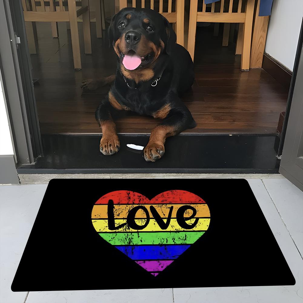 Gay Lesbian LGBT Rainbow Love Floor Mat Bathroom Mat Kids Room Bedroom Decoration Balcony Anti-Slip Doormat Living Room Bedside