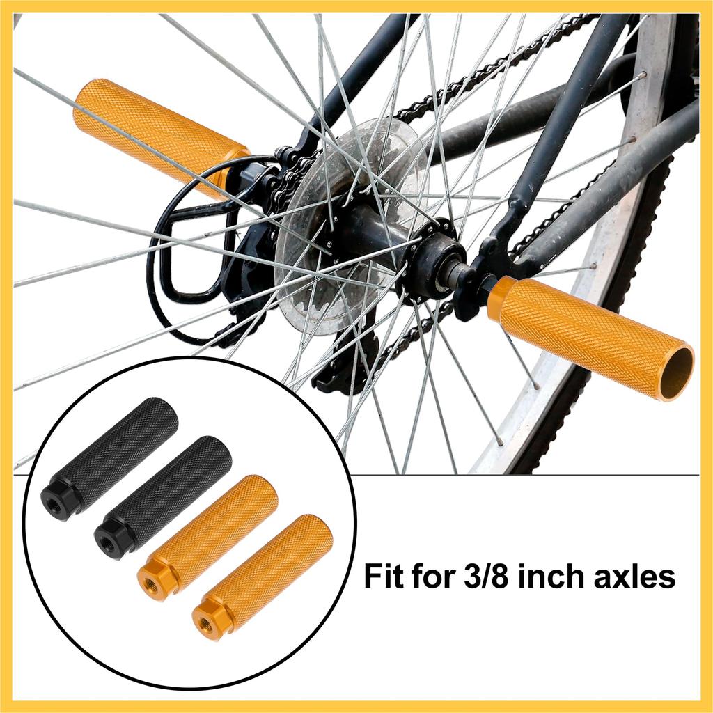 BULLSPANN 2 пары 100x28 мм Универсальная ось из алюминиевого сплава Задняя подножка Черный и Золотистый тон для и MTB Пеги, 3/8 дюйма, Велосипеды, BMX,