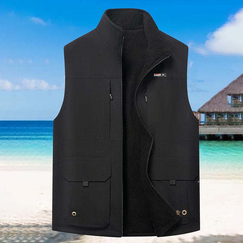 Мужской зимний жилет Plus Velvet Multi-Pocket Vest - Outdoor Fishing & Workwear