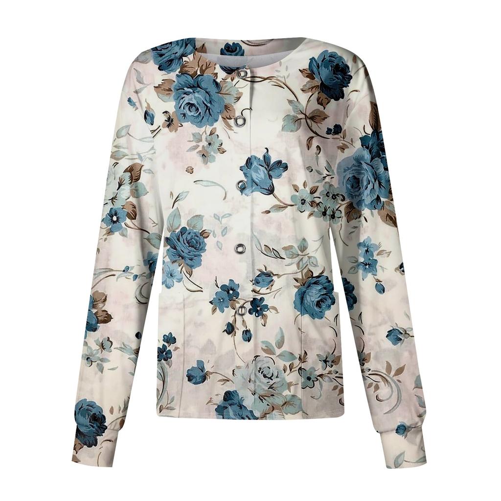 Женский повседневный однобортный однобортный кардиган с длинным рукавом и принтом, рабочая одежда, топ