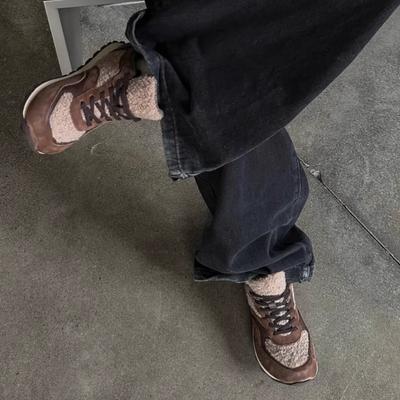 Ретро женский флис, стройнящие и увеличивающие рост пушистые ботинки, новинка, зимняя теплая спортивная и повседневная