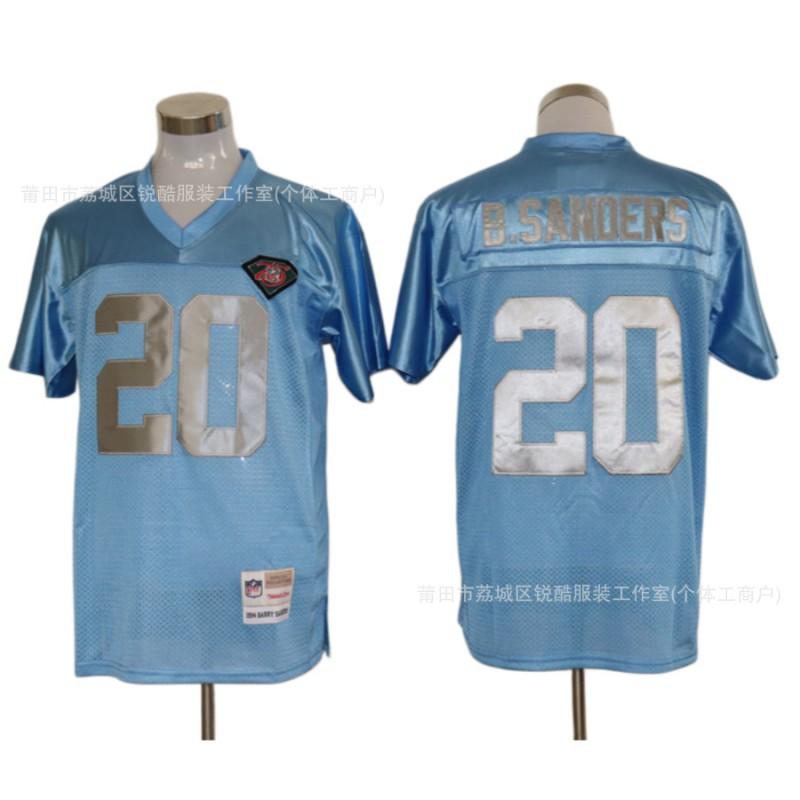 NFL Detroit Lions 20 Sanders Retro Football Jersey Vintage Embroidered Training Mesh Uniform Men Women