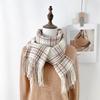Lazy wind small fresh fashion autumn and winter fringed plaid warm scarf simple temperament imitation cashmere shawl