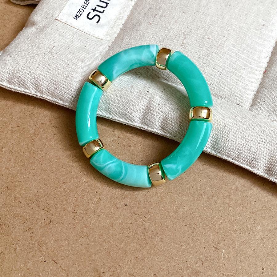 New Splicing Bamboo Tube Acrylic Round Bangles for Women Men Fashion Smuding Geometric Bracelets Elastic Bangle Couple Jewelry X