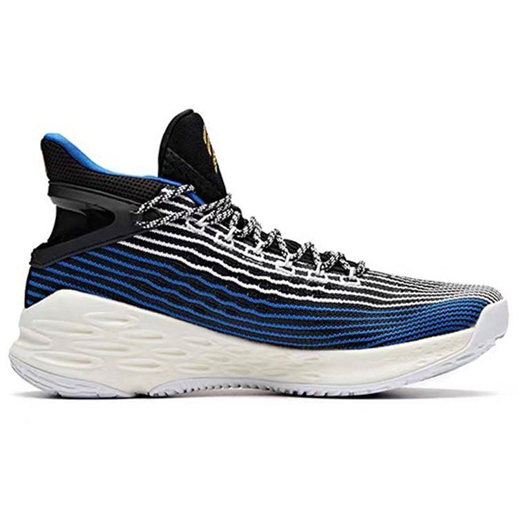 Anta Thompson KT4 Playoffs Mid Basketball Shoes Men Basketball Shoes Black Blue 11921101-2