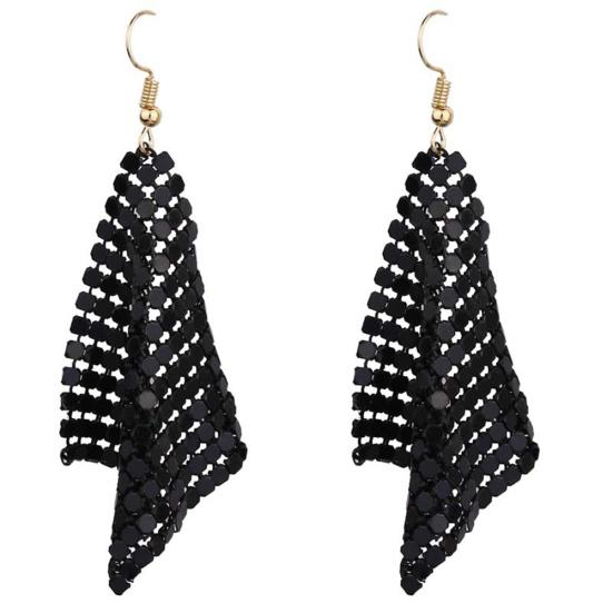 Women Sequins Mesh Dangle Drop Hook Earrings Club Evening Party Jewelry