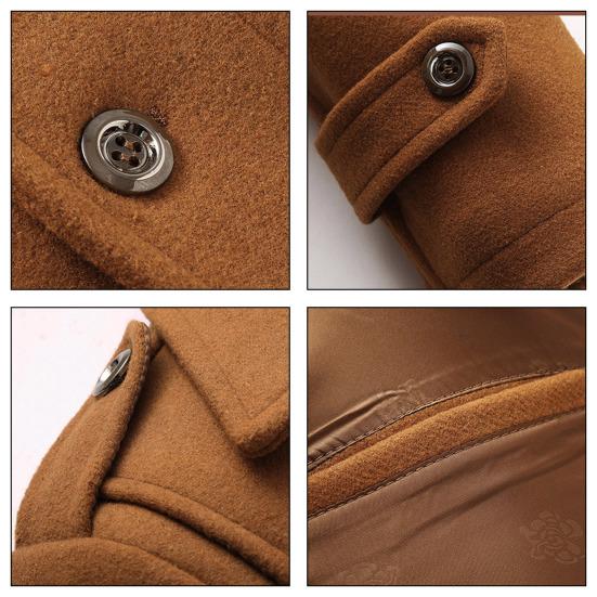 Мужское шерстяное пальто со стойкой воротником и лацканами, длинным рукавом, однотонное, средней длины, деловое пальто, застежка на молнию и пуговицы, рабочая ветровка