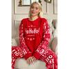 Красный женский плюшевый пижамный комплект с рисунком Hoho