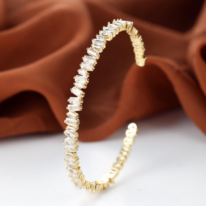 Hot sale shein inlaid zircon diamond full circle dislocation full diamond opening bracelet European and American personality