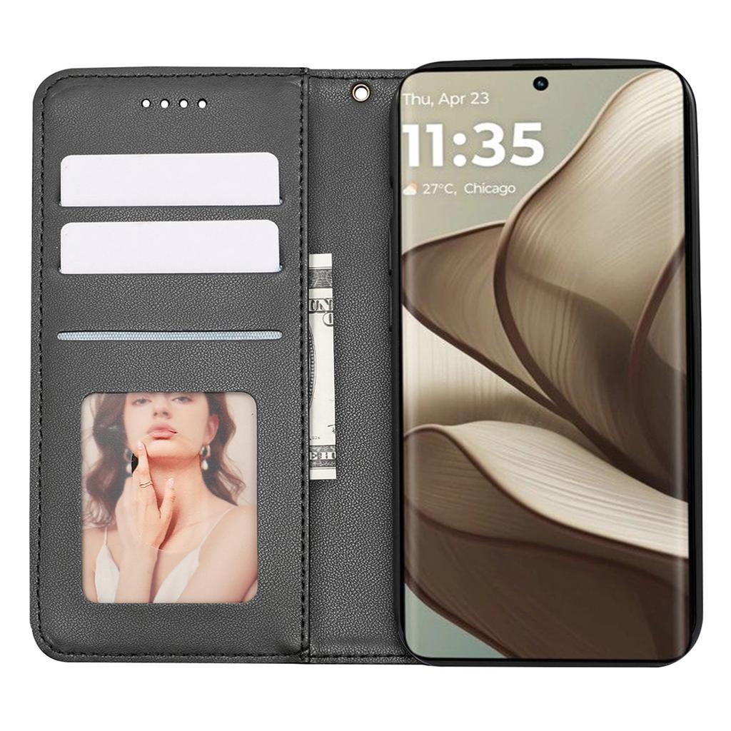 For Motorola Edge 50 5G Wallet Phone Case Strong Magnetic Checkered Pattern Imprint Leather Flip Cover