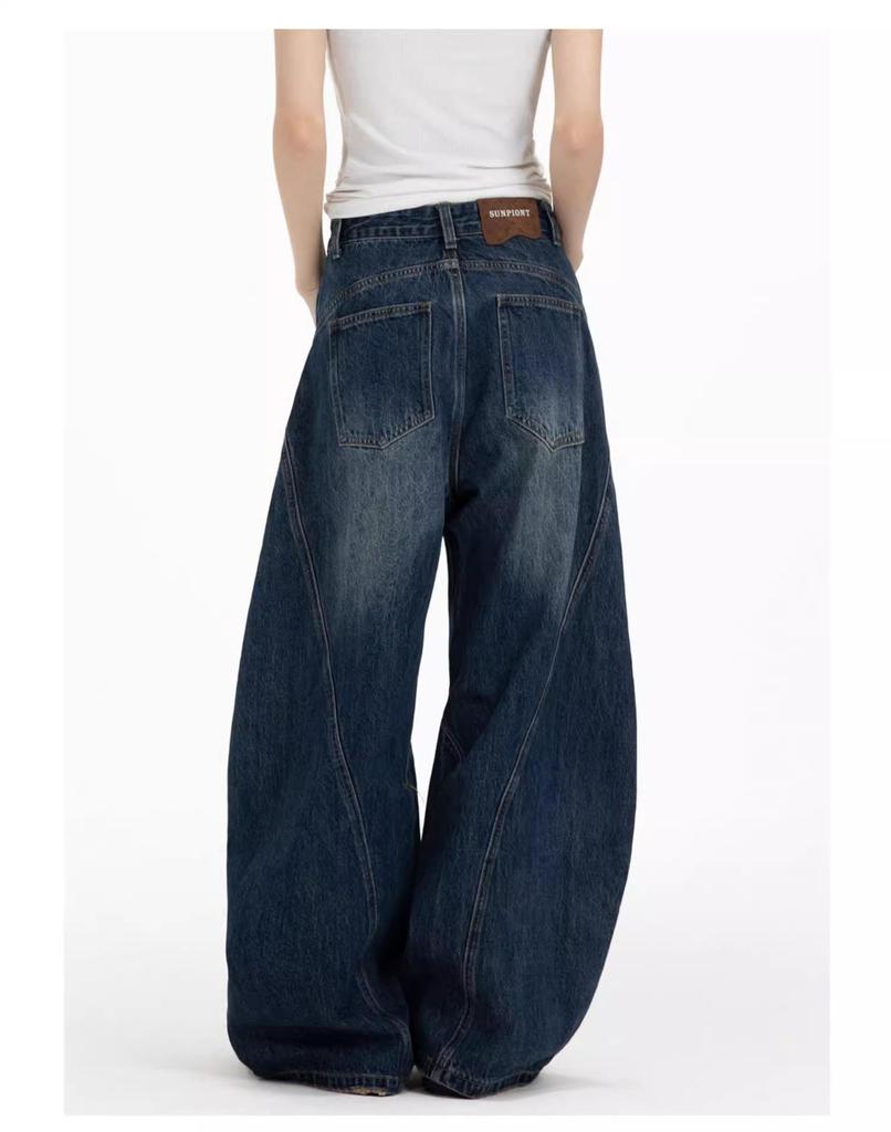 Женские винтажные ретро деконструированные джинсы широкого кроя