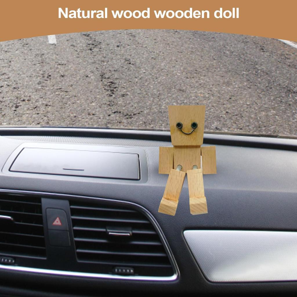 Shaking Wooden Man Dashboard Decoration Magnetic Figurine Auto Cute Interior Ornament Shaking Feet Wooden Doll Desktop Decor
