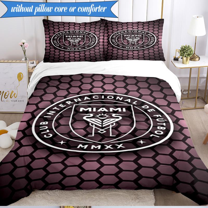 3PCS Club Internacional de Fútbol Miami Soft Bedding Set,Including 1pc Duvet Cover And 2pcs Pillowcases Perfect for Bedroom, Dormitory, Fan gift
