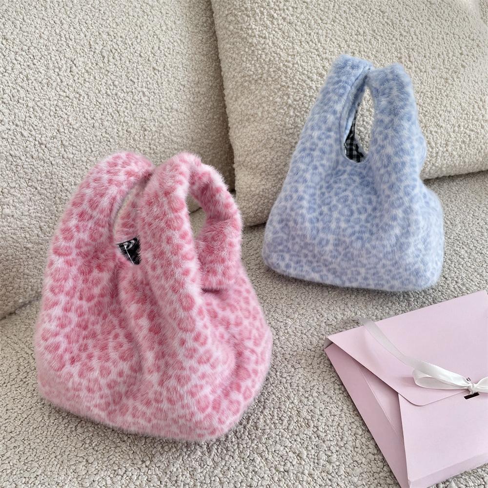 Женский клатч с леопардовым принтом, мягкий плюшевый, осенне-зимний, модная сумочка, тоут, для хранения