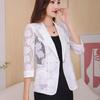 Suit Coat Women's Spring and Summer Fashion Lace Top 7/4 Sleeve Suit Sunscreen Shirt Casual Top