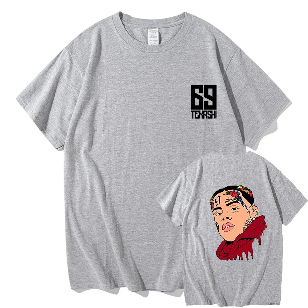 Классическая футболка 6ix9ine, забавные топы унисекс в стиле хип-хоп, женские футболки с графическим рисунком, Эстетические хлопковые футболки унисекс с героями мультфильмов