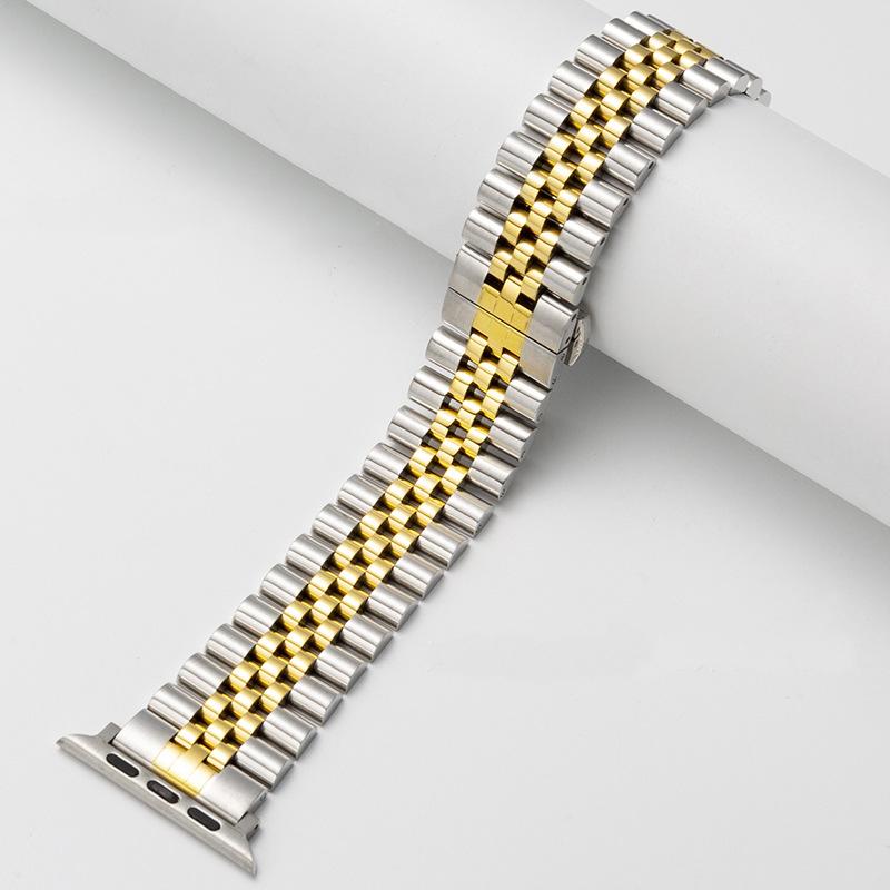 Ремешок для часов из нержавеющей стали для Apple Watch 6 5 4 3 2 Band Five Beads Luxury Metal Remezzo Bracelet For iWatch 6 5 Band 45 мм 49 мм