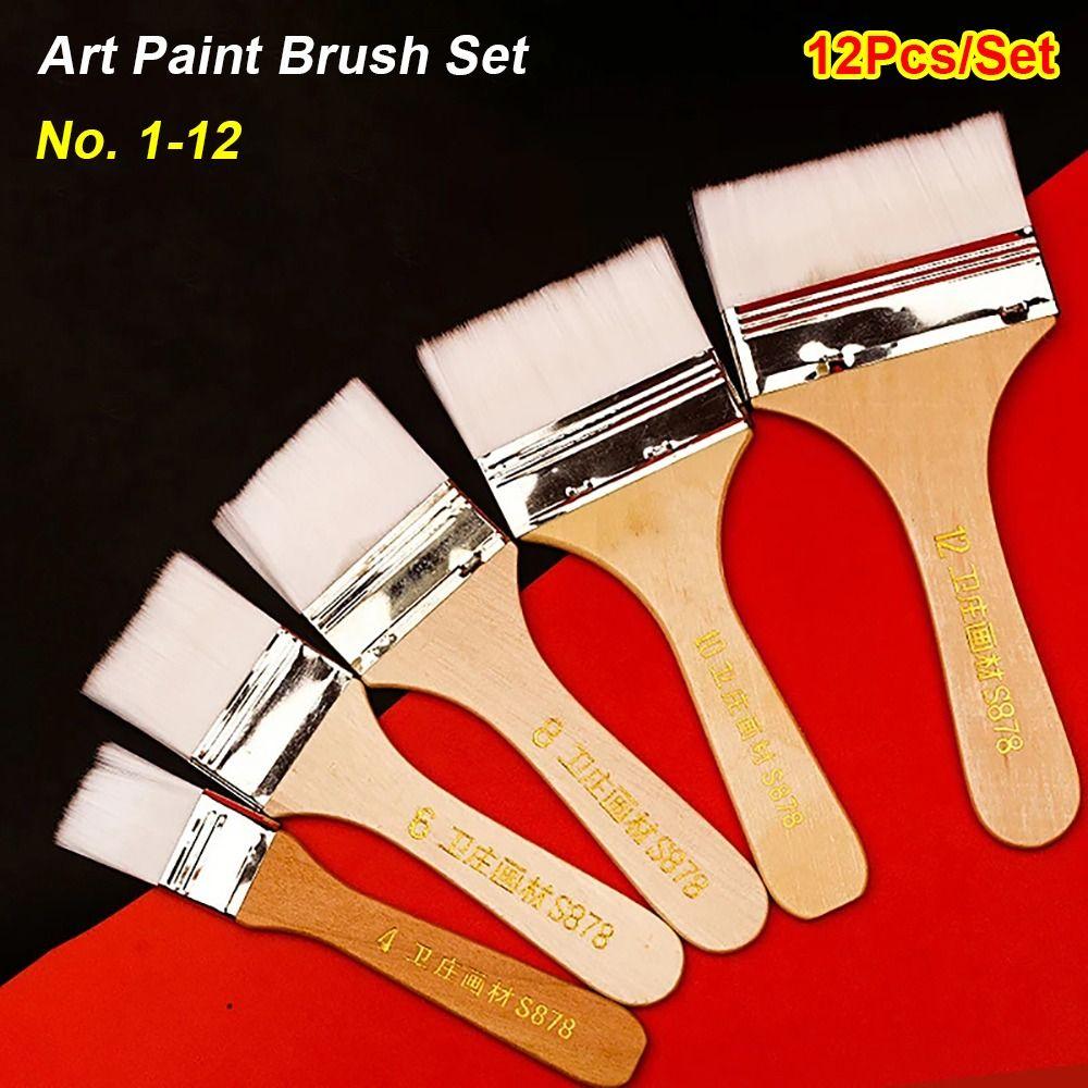12Pcs/Set Assorted Sized Painting Brushes Barbecue Brush for Acrylic Oil Paint Varnishes Watercolor