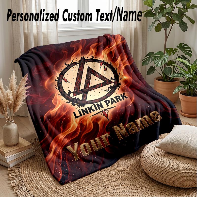 Linkin Park Custom Flannel Throw Blanket Print Your Name Text Soft Warm Blanket Holiday Present
