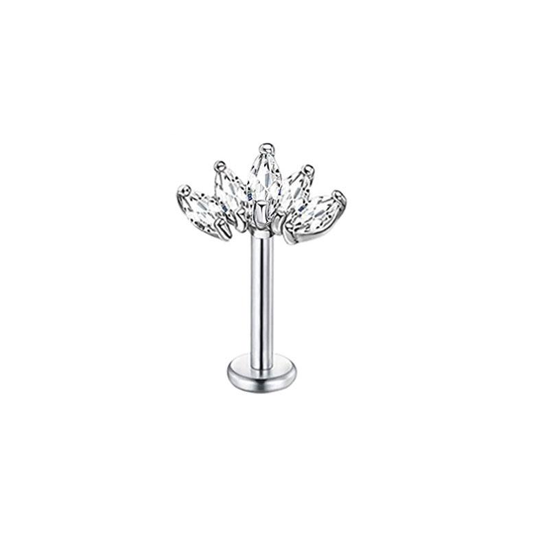 Модные унисекс серьги для пирсинга козелка серьга-лабрет гвоздик мочка носа ухо цветок для губ плоская спираль для хряща 1 шт крестообразное украшение кристалл ракушка