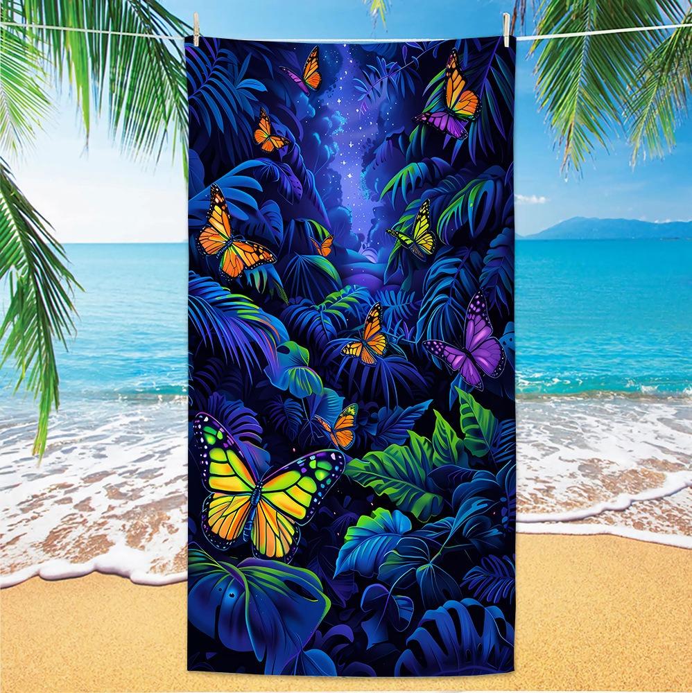 Beach Towel A-ayliva S-schwarzes Swimming Towel, Quick-Dry Soft Microfiber Beach Towel 40X80cm, Summer Gift for Boys and Girls
