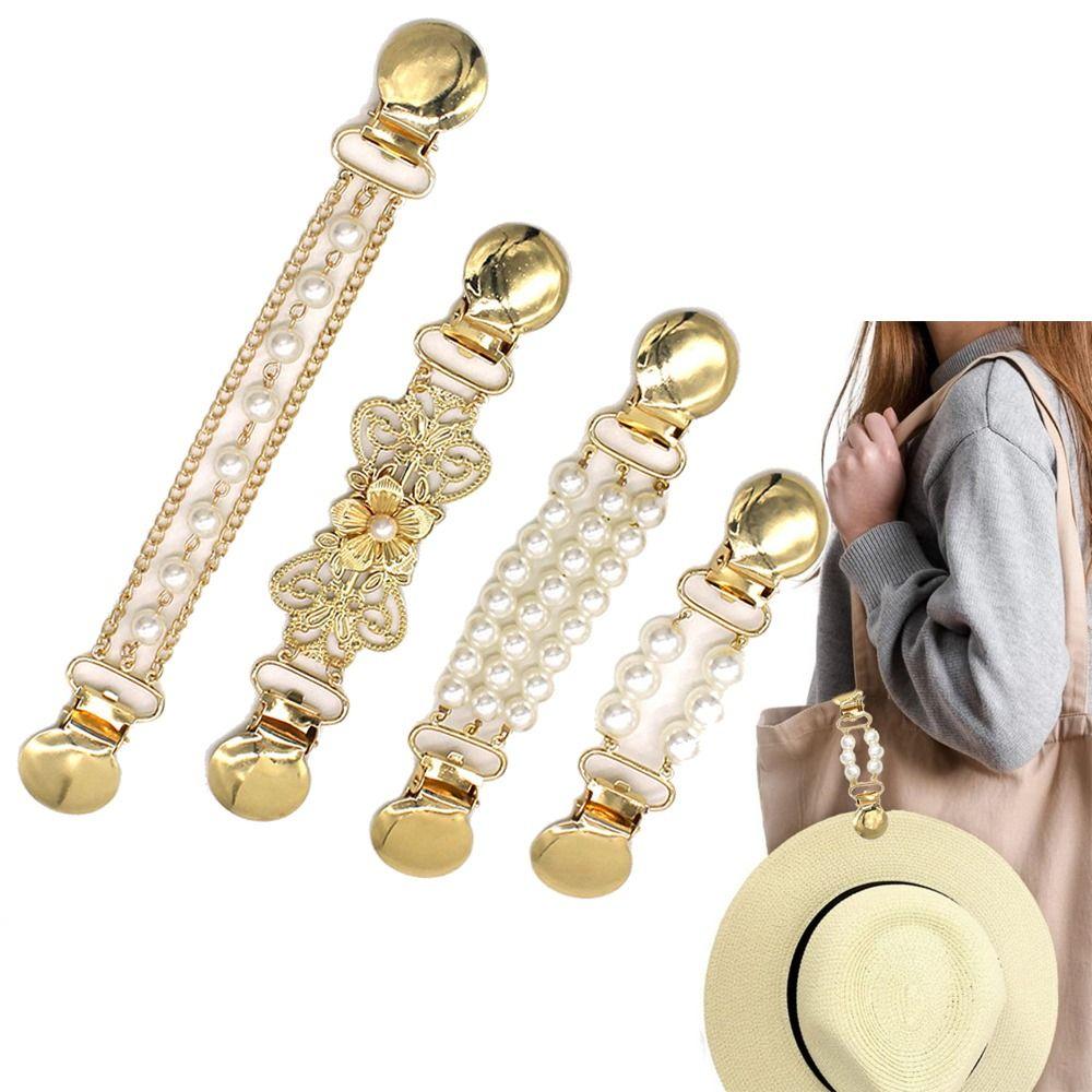 2pcs Flower Shawl Brooch Pearl Duck Clip Clasps Trendy Sweater Blouse Pin Four Seasons