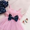 6M-3Y Children's Polka Dot Lapel Bubble Short-sleeved Jacket + Halter Bow Saree Girls Skirt Suit