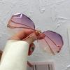 Rimless Sunglasses Polygon Fashion Popular Women Men Shades Big Frame Round Sun Glasses for Female Oculos Gradient Sunglasses