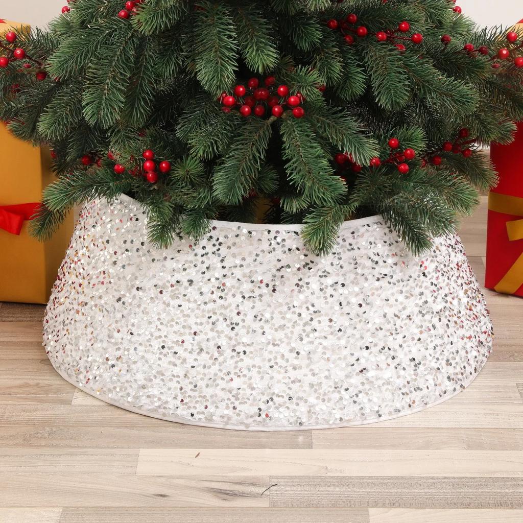 Holiday Christmas Tree Skirt Artificial Pine Tree Ring Decorative Base Cover for Indoor Outdoor Home Decor