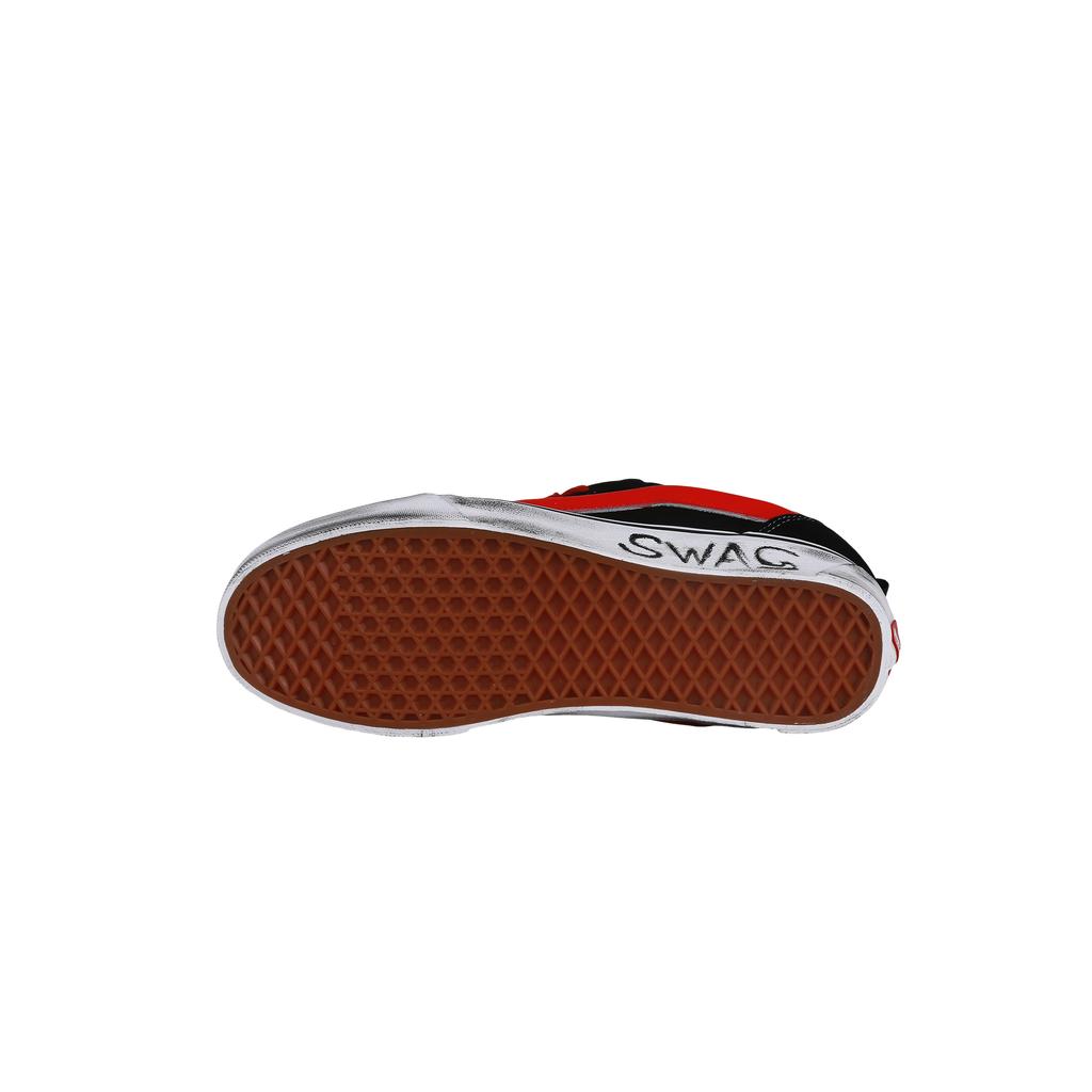 Vans Knu Skool SWAG Тканевая отделка, Износостойкие и Нескользящие Низкие Кеды для Скейтборда Унисекс Черный Красный VN0009QC6BT1(Команда368-SWAG)