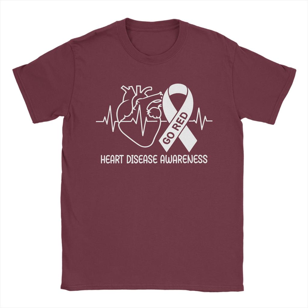 Go Red Heart Disease Awareness February Red Ribbon Month T Shirt Summer Cotton TShirts For Unisex Harajuku Custom Logo Tee Shirt