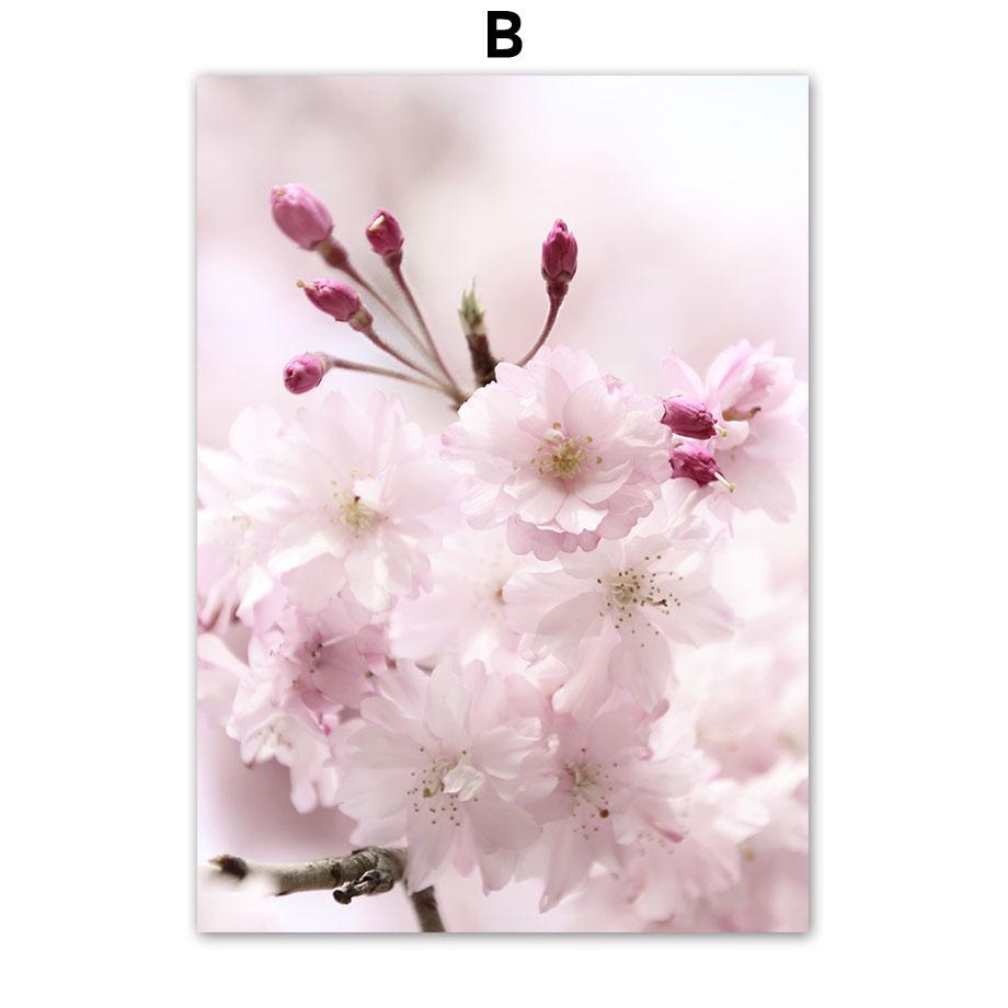 Цветы вишни, розовые цветы, цитаты, скандинавские постеры и принты, картины на холсте, настенные художественные картины для гостиной, домашний декор