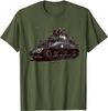 Средний танк M4 Sherman Вторая мировая война Бронированные люди Футболка с коротким рукавом Повседневная 100% ХЛОПОК Круглый вырез Мужская одежда