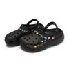 Crocs Baya Платформа Клог 811 Peanuts Full Road Специальная Обувная Коробка Расписанные Вручную Цветочные Дырочные Туфли Женские Черные