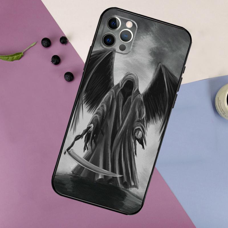 Death Grim Reaper Skull Phone Case For iPhone 16 15 14 13 12 11 17 Pro Max 13 mini 16 Plus 16e 17 Air Bumper Cover