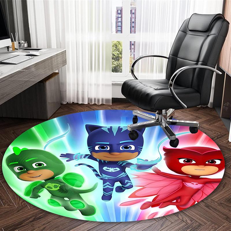 1pc PJ Marks1 Print Round Carpet Chair Round Carpet Suitable for Bedroom Living Room Home Decorative Carpet