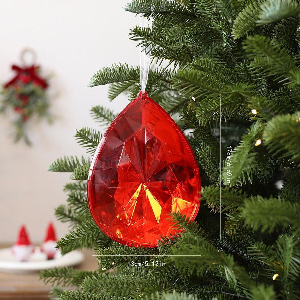 Faceted Crystal Ornament Transparent Diamond Hanging Pendant Holiday Party Decor