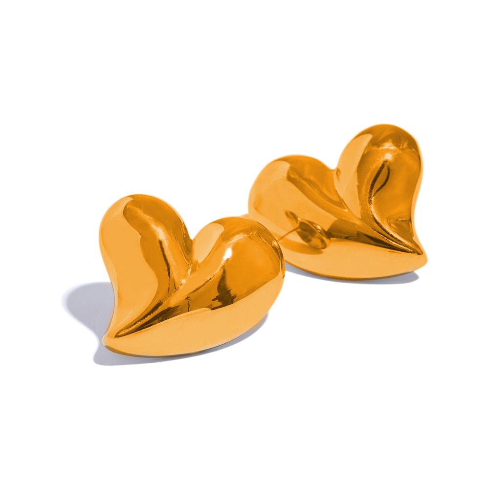 Yhpup Big Promotion 316l Stainless Steel Heart Fashion Stud Earrings 18K Gold Plated Metal Rust Proof Charm Jewelry Wholesale