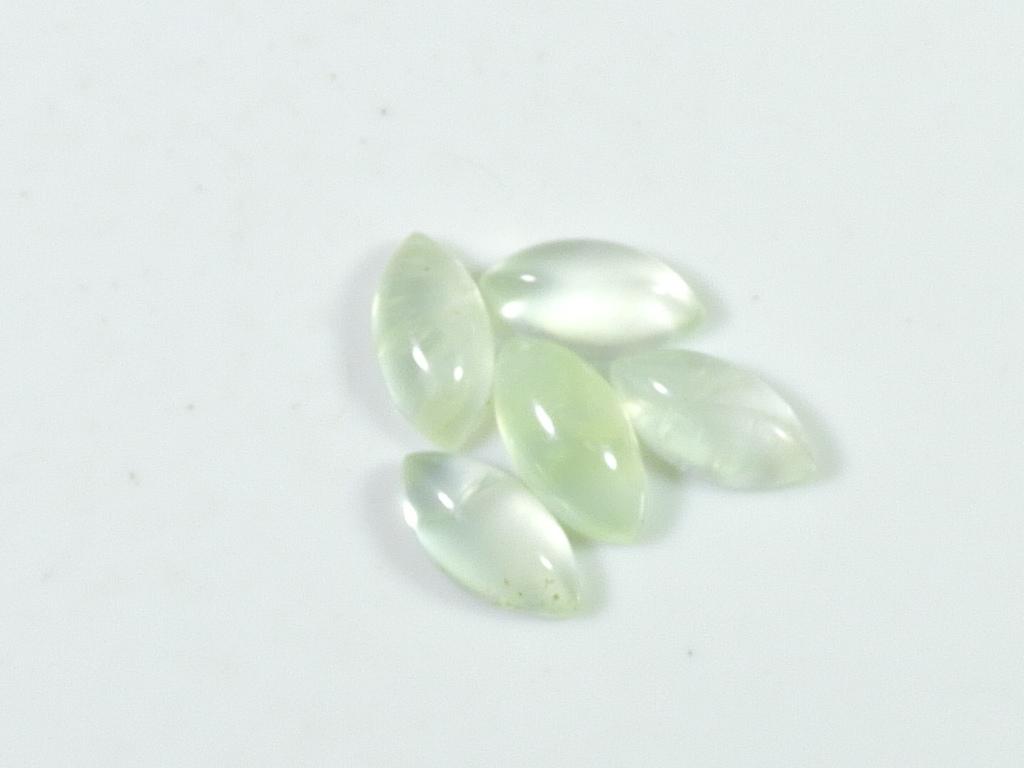 11Cts. Natural Green Prehnite Marquise Cabochon Gemstone 05 Pcs Lot 5X12MM RQ-1929