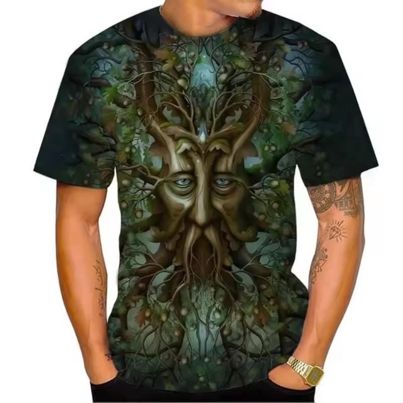 Новая мужская летняя модная футболка с изображением головы с 3D-принтом, интересный винтажный топ Harajuku с круглым вырезом и короткими рукавами размера плюс