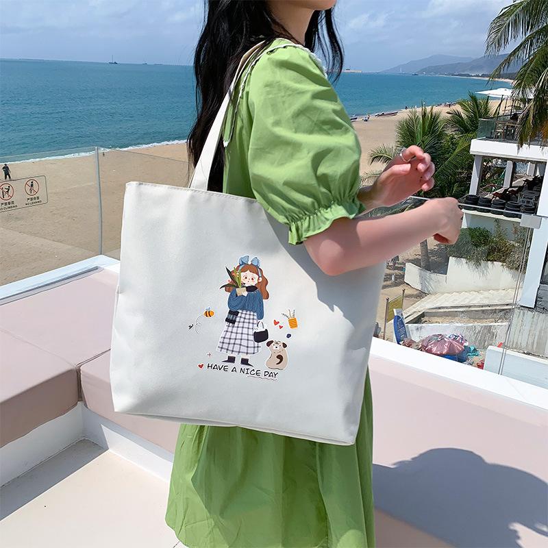 Холщовая сумка женская сумка через плечо студенческая сумка большая вместительная ручная сумка из холста