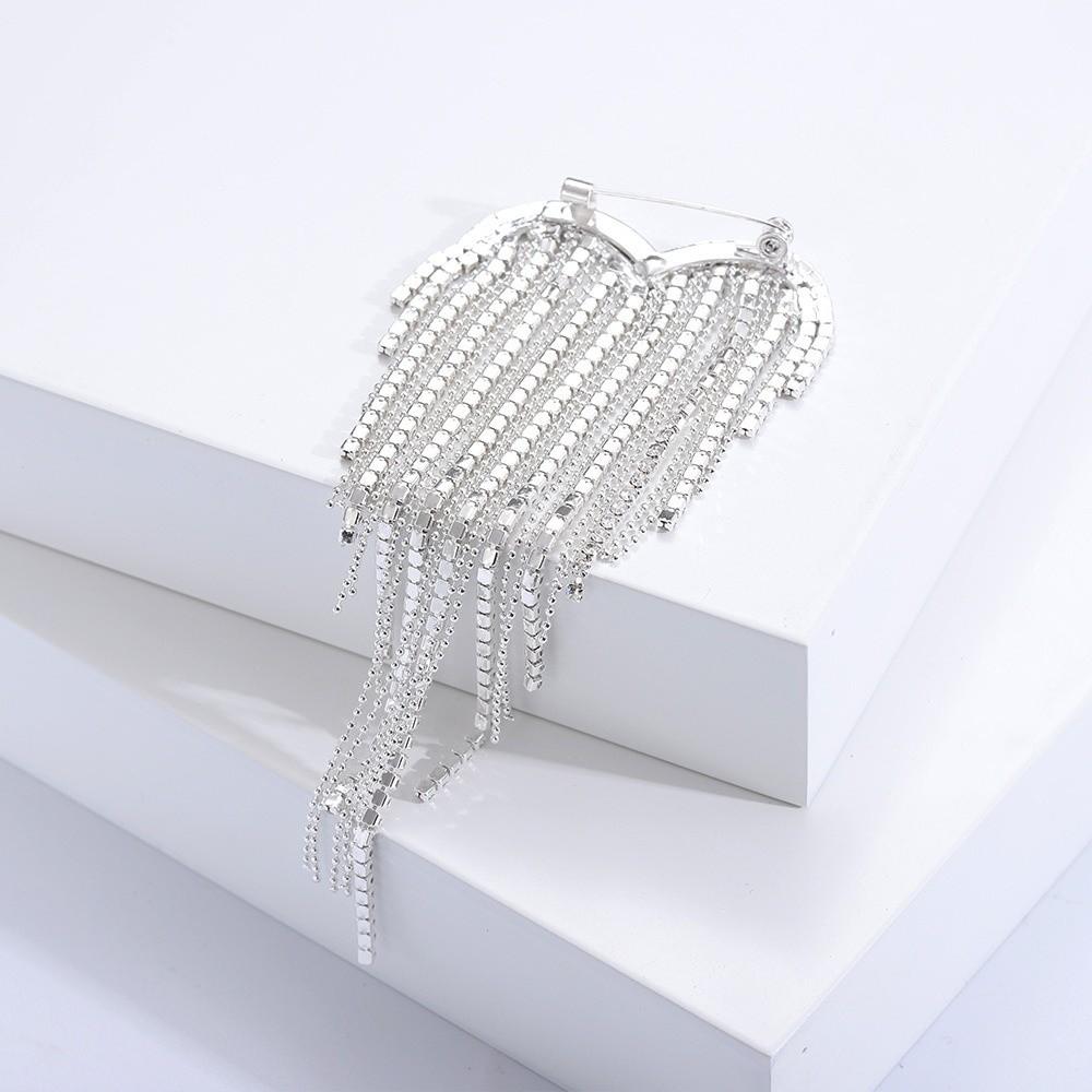 Trendy Rhinestone Heart Pin Shiny Casual Lapel Pins Jewelry Accessories Tassel Love Brooches Party
