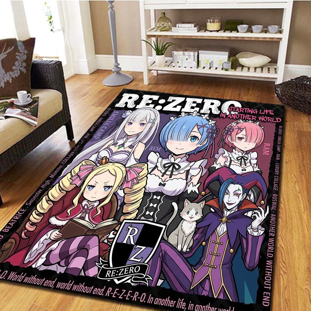Ковер для спальни и гостиной Re Zero, Декор для дома, Крутой коврик с персонажами из фильма, Игровой напольный коврик -HE160