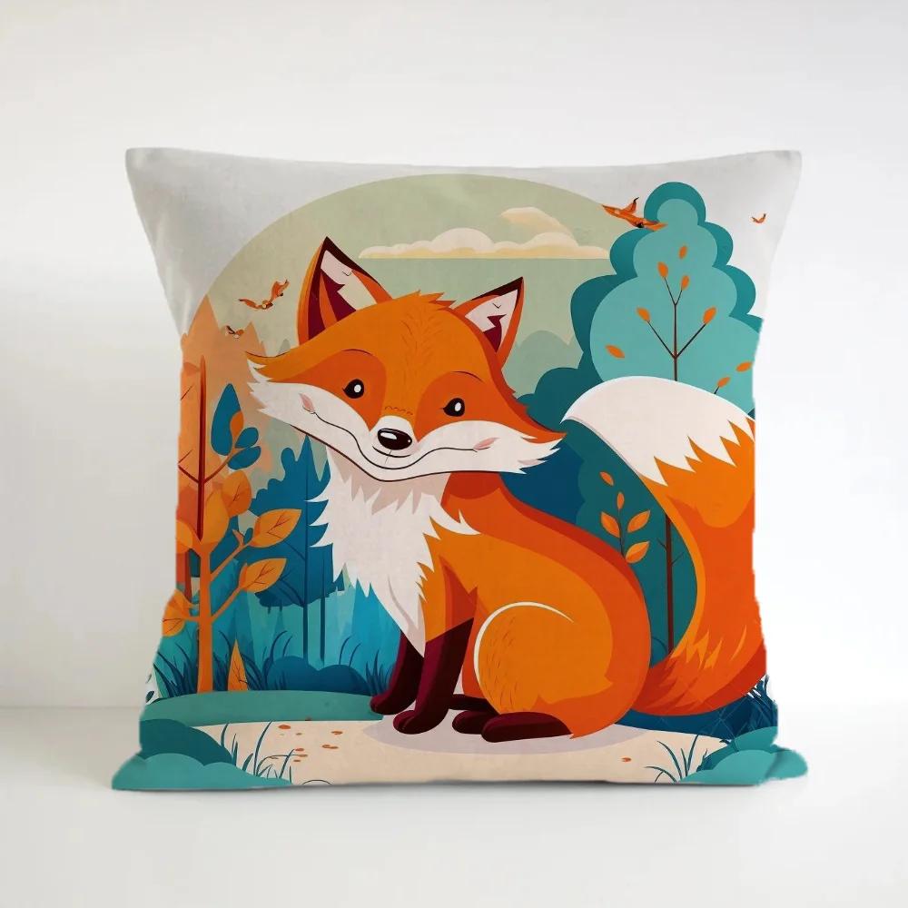 Cartoon Fox Cushion Cover 50x50 Cushions Decorative Pillowcases 40x40 Ornamental Pillows for Living Room Lounge Chairs Pillow