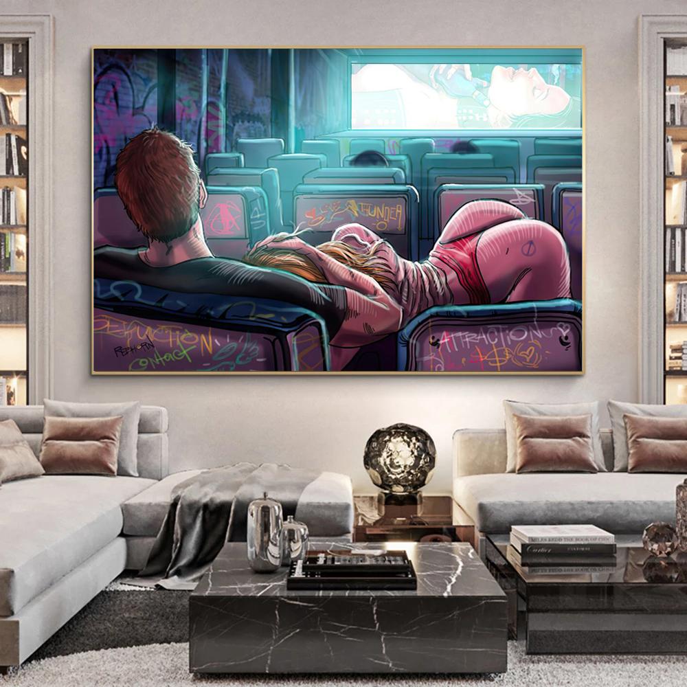 Sexy Pictures On The Wall Modern Fashion Posters and Prints for Living Room Lover Sex Canvas Picture for Home Room Decor