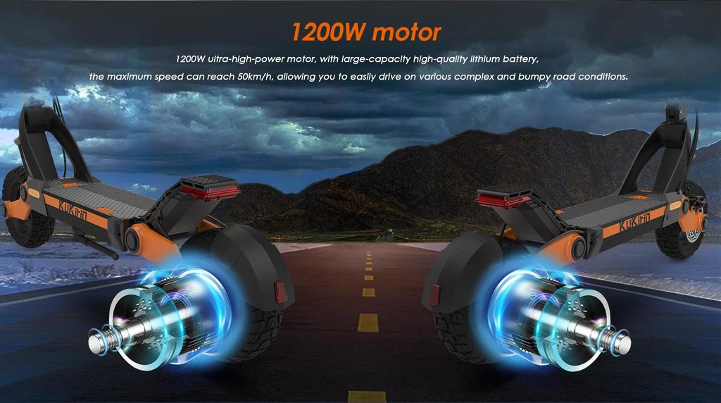 Folding Electric Scooter Kukirin G3 1200W Motor 52V18Ah Lithium Battery 50km/h Max Speed 63km Max Range